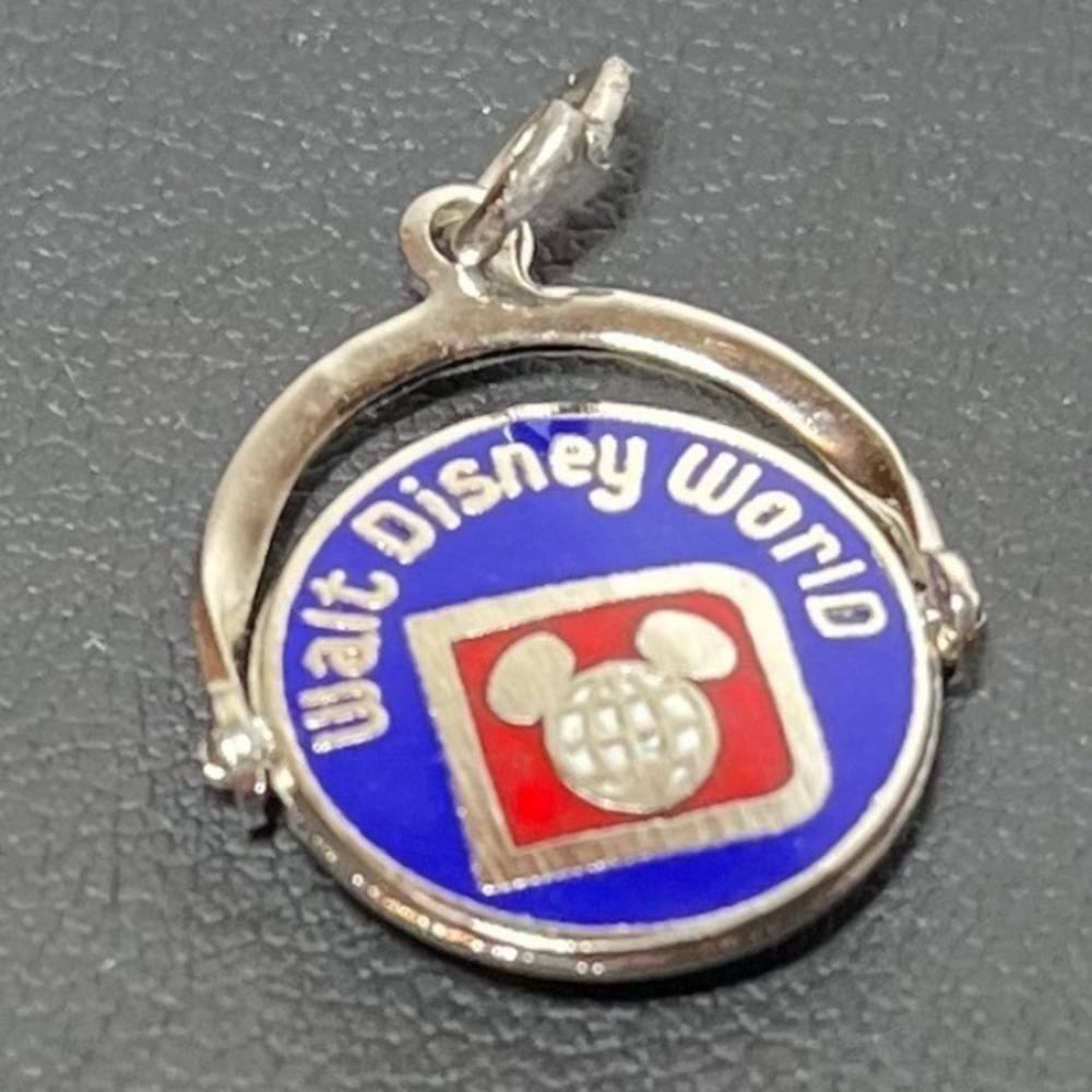 Vintage Walt Disney World Sterling Silver and Blue Enamel Charm Pendant